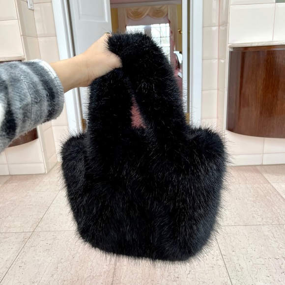 J Crew Mini Black Faux Shearling Tote - Picture 10 of 14